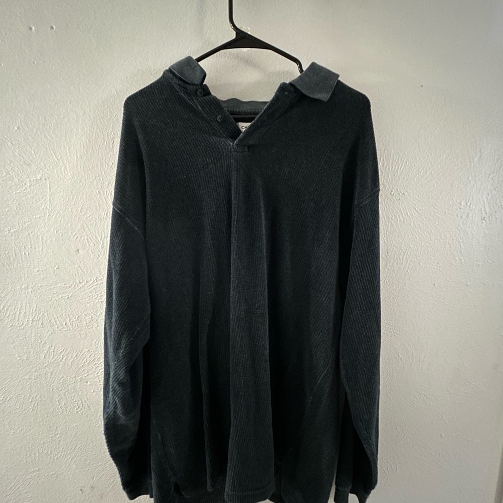 Vintage Velvet Long Sleeve Polo Shirt